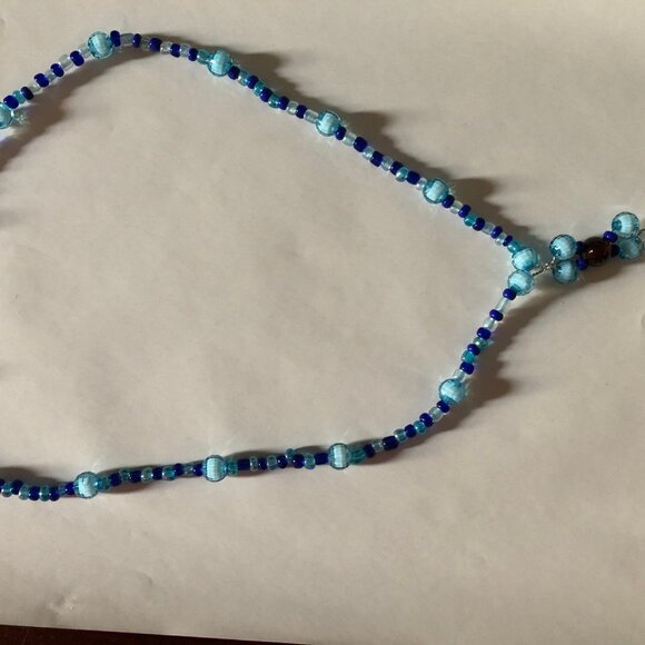 Handmade glass beads women's girl's necklace with hand beaded pendant 20" - Picture 4 of 11